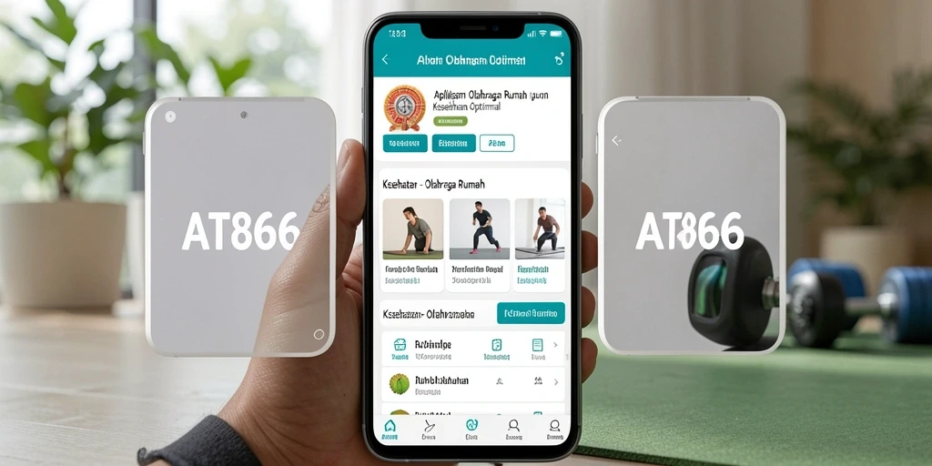 Antarmuka aplikasi AT866 yang user-friendly dengan berbagai fungsi olahraga rumah.