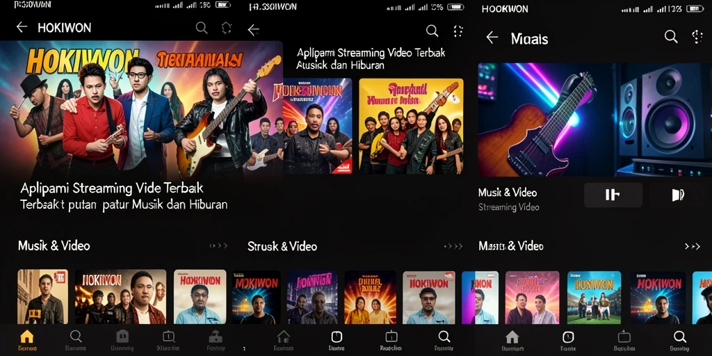 Tampilan antarmuka HOKIWON dengan berbagai pilihan video streaming.