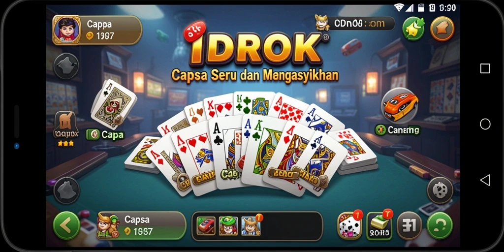 Tampilan antarmuka menarik dalam permainan Capsa