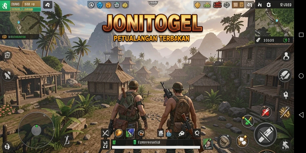 Antarmuka utama JONITOGEL menampilkan dunia Open World yang luas dan interaktif.