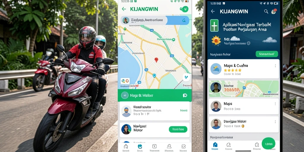 Antarmuka pengguna aplikasi Navigasi Motor KIJANGWIN yang intuitif.
