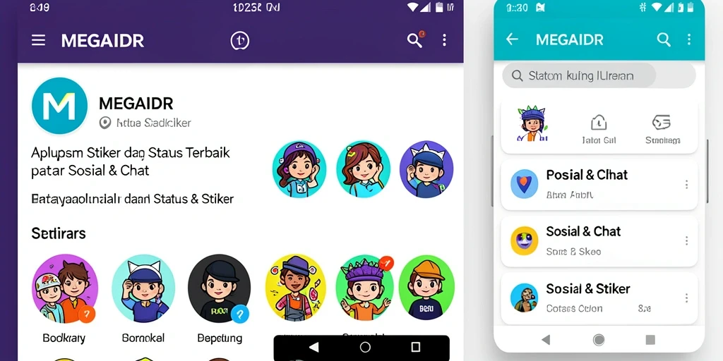 Tampilan antarmuka MEGAIDR dengan berbagai stiker menarik.