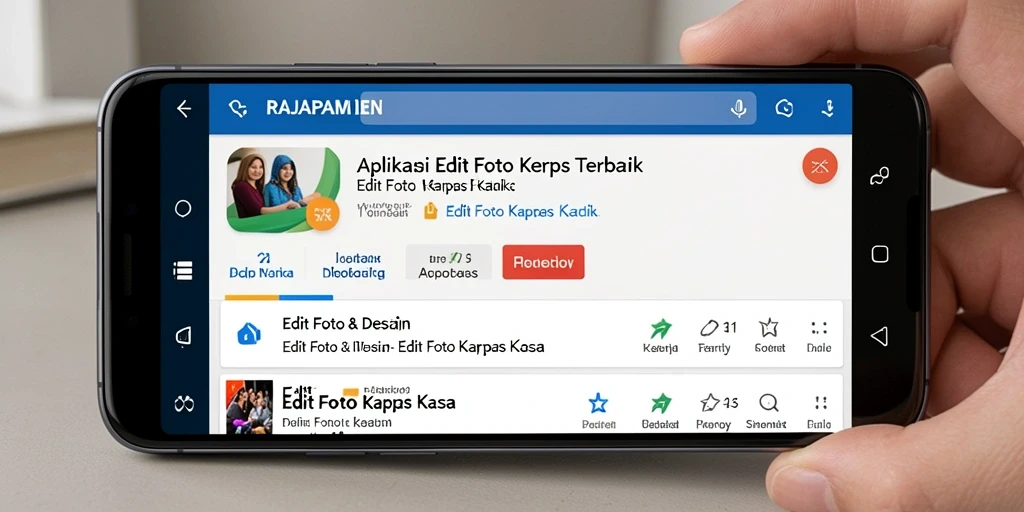 Antarmuka aplikasi RAJAPAMEN dengan pilihan efek Edit Foto Kertas Kaca.